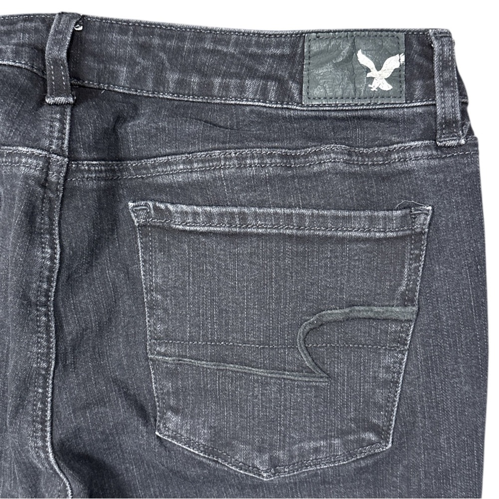 American Eagle Women's Size 12 Black 360 Super Stretch Skinny Jeans Extra Long - Picture 3 of 5